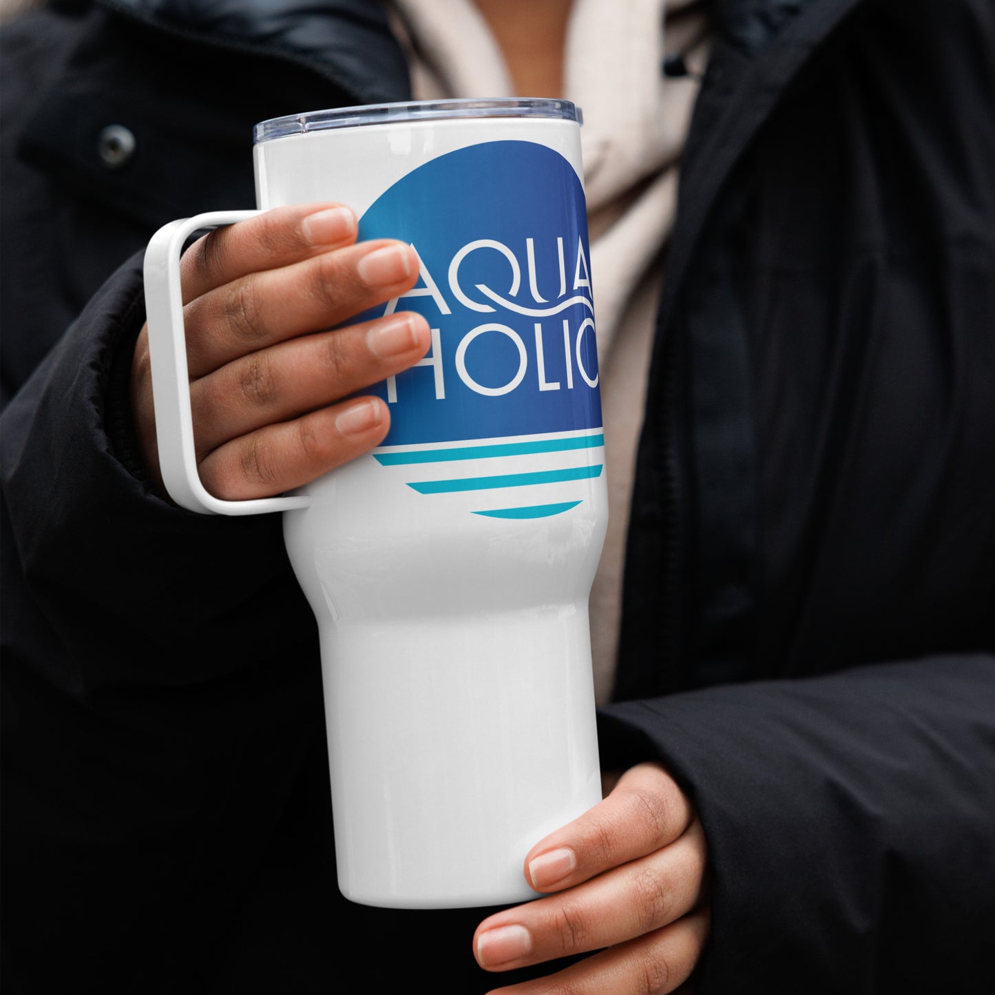 AQUAHOLIC Travel mug with handle